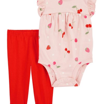 Pink/Red Baby 2-Piece Fruit Bodysuit Pant Set | carters.com