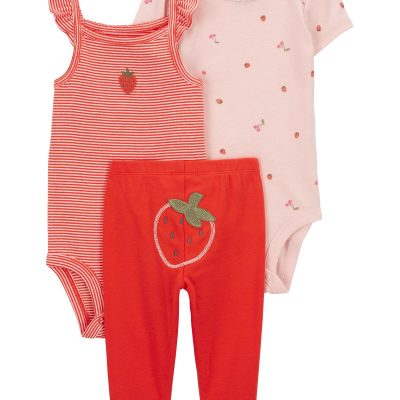 Pink/Red Baby 3-Piece Strawberry Little Character Set | carters.com