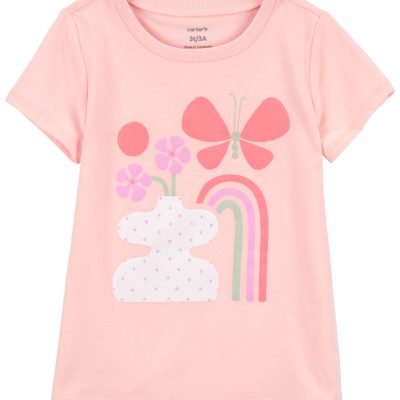 Pink Toddler Floral Vase Graphic Tee | carters.com