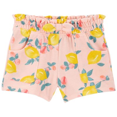 Pink Toddler Lemon Print Pull-On Shorts | carters.com