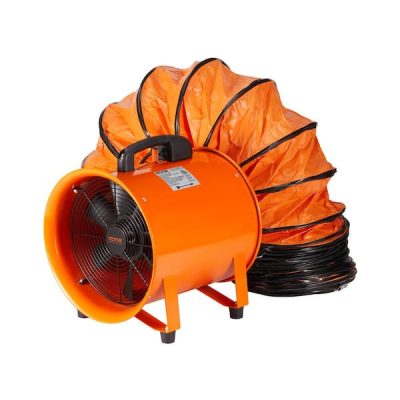 Portable Ventilator 8 in. Heavy Duty Blower Fan with 16.4 ft. Duct Hose 195W Industrial Utility Blower 1070CFM, Orange