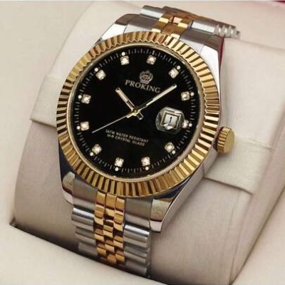 PROKING Crown Genuine Men Waterproof Business Vintage Fashion Stainless Steel With Diamond Wristwatch Calendar All-Match Quartz Watch Ideal…