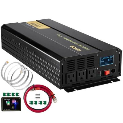 Pure Sine Wave Power Inverter 2500-Watt Car Inverter DC 12-Volt to AC 120-Volt with USB Port LCD Display Remote Control