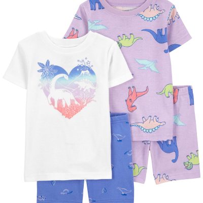 Purple/White Toddler 4-Piece Dinosaur 100% Snug Fit Cotton Pajamas | carters.com