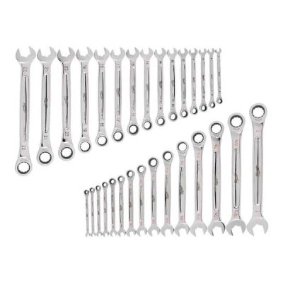 Ratcheting Combination SAE and Metric Wrench Mechanics Tool Set (30-Piece)