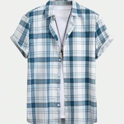 ROMWE Men Plaid Shirt Without Tee