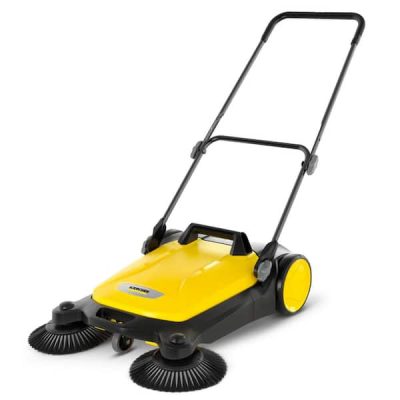 S 4 Twin Walk-Behind Outdoor Hand Push Sweeper – 5.25 Gal. Capacity