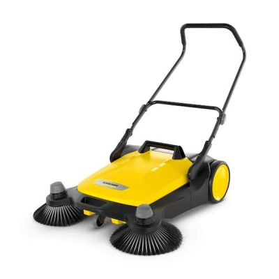 S 6 Twin Walk-Behind Outdoor Hand Push Sweeper – 10 Gal. Capacity