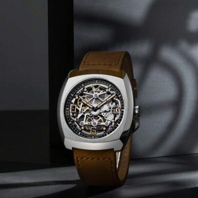 SEA-GULL 1pc Men Silver Steel Hollow Barrel-Shaped Transparent Bottom Automatic Mechanical Watch Fashionable Style