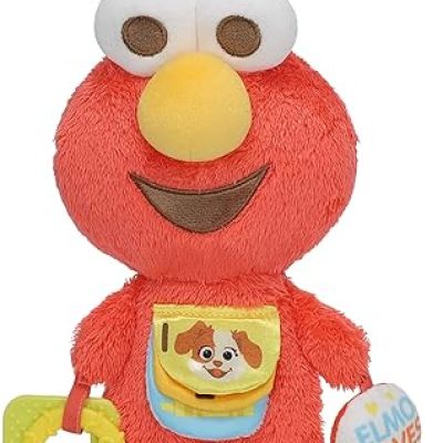 Sesame Street Elmo Activity Toy with Teething Rings, Crinkle Sounds, and On The Go Clip for Babies and Infants