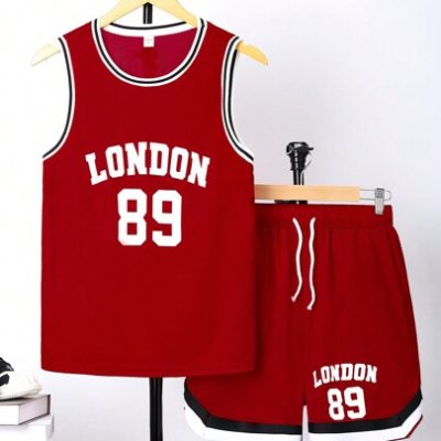 SHEIN 2pcs Teen Boy’s Casual Sleeveless Top With Printed Pattern, Sports Shorts, Comfortable