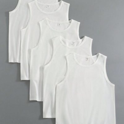 SHEIN 5-Pack Casual Basic Comfortable Round Neck Sleeveless Tank Tops For Spring And Summer