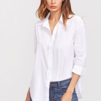 SHEIN Clasi Solid Button Front Blouse