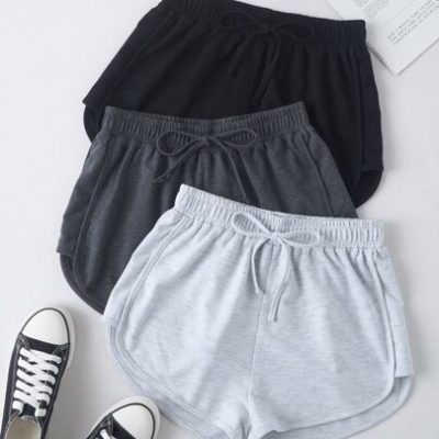 SHEIN EZwear 3 Pack Tie Front Track Shorts