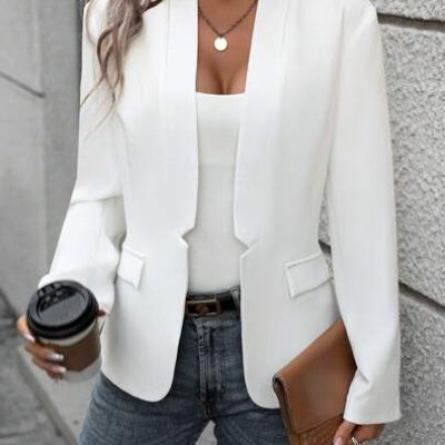 SHEIN LUNE Elegant Commuter Style Slim Fit Blazer With Stand Collar