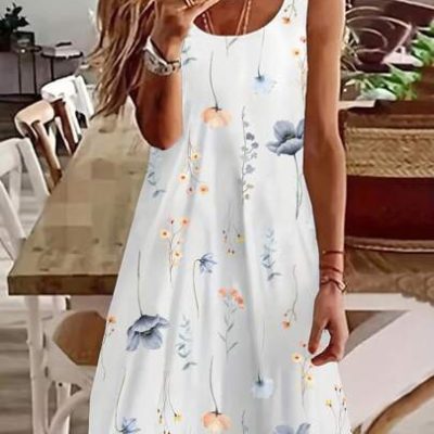 SHEIN LUNE Floral Printed Sleeveless Women’s Dress For Summer Vacation
