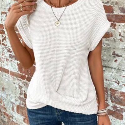 SHEIN LUNE Solid Batwing Sleeve Tee
