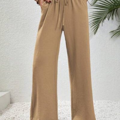 SHEIN LUNE Women’s Tie-waist Pants With Pockets