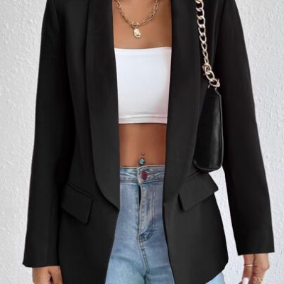 SHEIN Privé Solid Shawl Collar Blazer