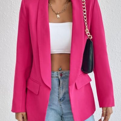 SHEIN Privé Solid Shawl Collar Blazer