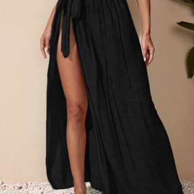 SHEIN Swim Knot Waist Cover Up Skirt