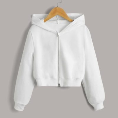 SHEIN Teen Girls Kangaroo Pocket Zip Up Hoodie