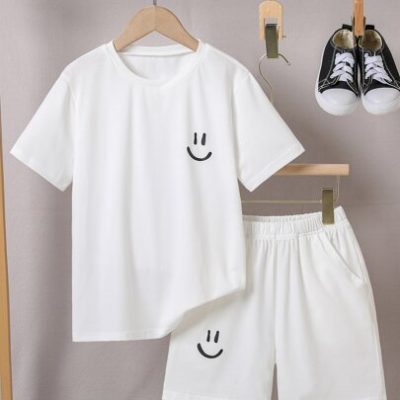 SHEIN Tween Boy Cartoon Graphic Tee & Shorts