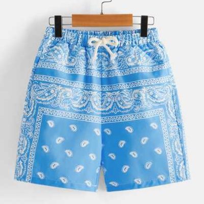 SHEIN Tween Boy Paisley Print Drawstring Waist Shorts