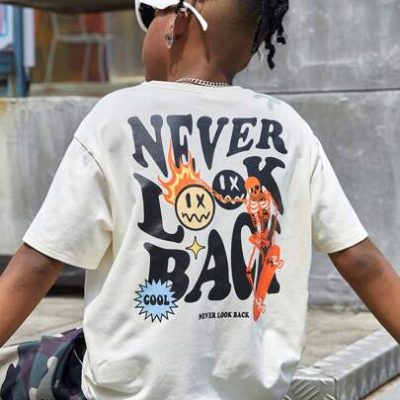 SHEIN Tween Boy Slogan & Cartoon Face Print Drop Shoulder Tee