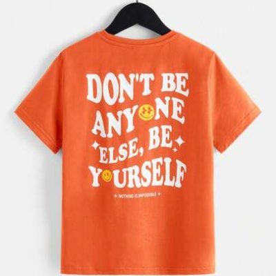 SHEIN Tween Boys’ Loose Fit Comfortable Casual T-Shirt With Slogan And Print