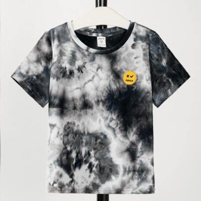 SHEIN Young Boys’ Casual Comfortable Tie-Dye Pattern Screen Printed Loose Fit T-Shirt