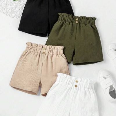 SHEIN Young Girl Solid Color Simple Versatile Shorts Set Of Four