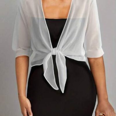 Solid Color Front Knot Shirt