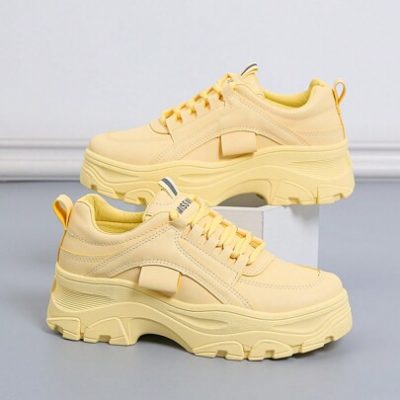 Spring/Autumn White Thick Sole Height Increasing Plus Size Teenagers White Sports Shoes Women Casual Waterproof Platform Female Shoes