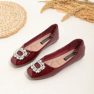 Square Toe Soft Leather Soft Sole Comfortable All-Match Girls Single Shoes