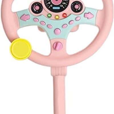 Steering Wheel Car Driving Simulated Toy with Light and Music for Kids, Pretend Driving Seat Toys,Baby Electric Early Learning Educational Toys for…