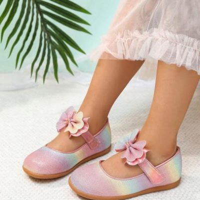 Summer Princess Shoes For Girls, Pink, Sweet And Lovely Butterfly Knot Flat Shoes, Big Kids Fashion Party Shoes