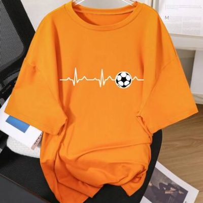 Teen Boys Fashionable Football Print Short Sleeve Casual T-Shirt