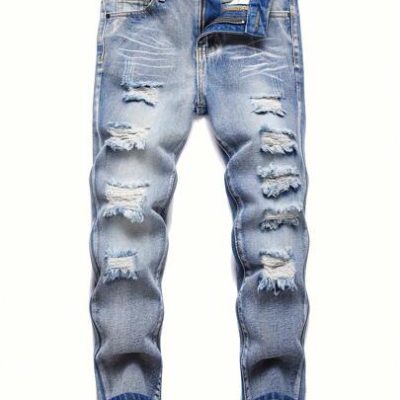 Teen Boys” Personality Fashion Slim Fit Casual Jeans For All Seasons