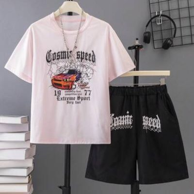 Teen Boy’s Summer Street Style Short Sleeve T-Shirt And Shorts Set