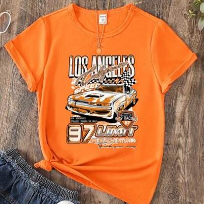 Teen Girls Car & Letter Graphic Tee