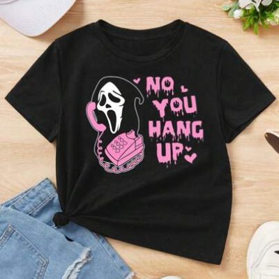 Teen Girl’s Cartoon Letter Print Short Sleeve T-Shirt