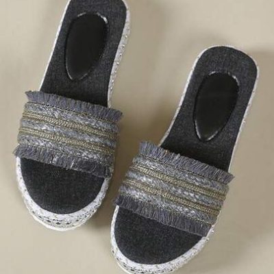 Teenagers Fashionable Slippers Comfortable Rhinestone Decor Women Shoes Trendy Flat Heels