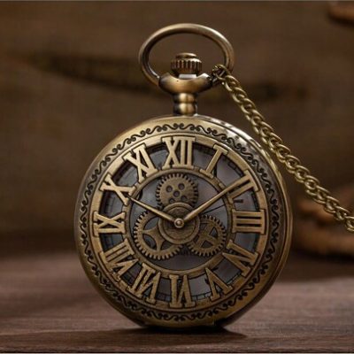 Time Gear Parts Roman Numeral Hollow Out Pocket Watch Large Classical Mechanical Parts Mechanical Pocket Watch