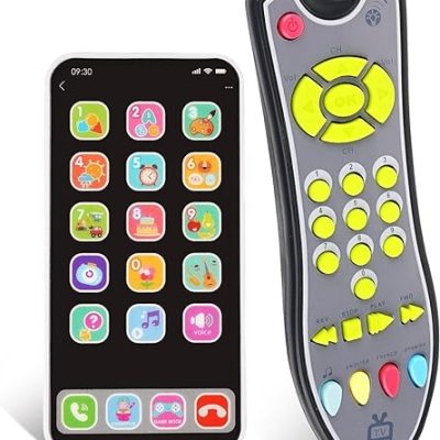 TV Remote Control Toy/Baby Phone Toy Playset/Musical Play with Light and Sound/for 6 Months+ Toddlers Boys or Girls Preschool Education/Three…