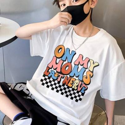 Tween Boys Checker & Slogan Graphic Drop Shoulder Oversized Tee