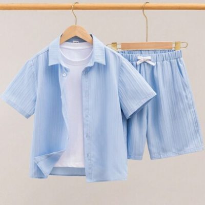 Tween Boys’ Loose Fit Casual Short Sleeve Shirt And Shorts Set