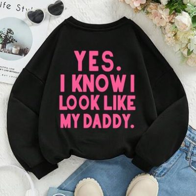 Tween Girl Slogan Graphic Thermal Lined Sweatshirt