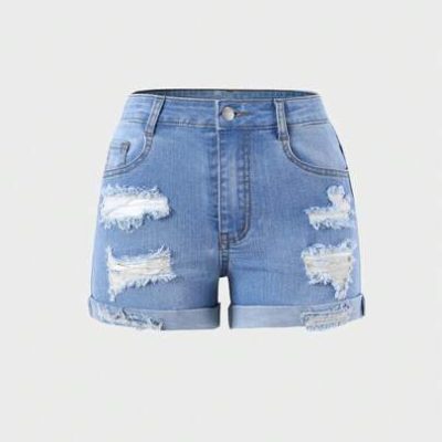 Tween Girls’ Vintage Street Style Cut Ripped Casual Comfortable Super Stretch Bootcut Hem Denim Shorts