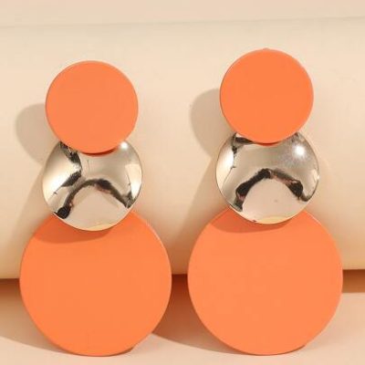 Two Tone Round Drop Earrings